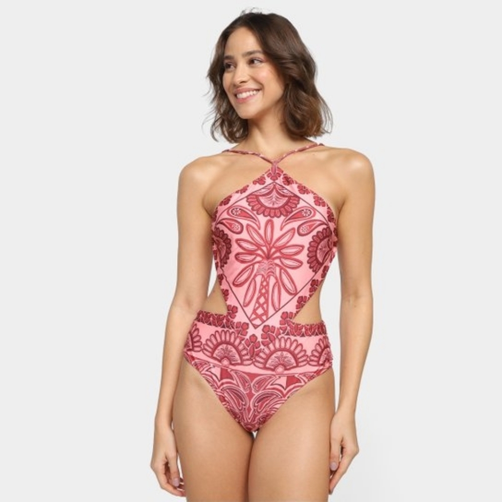 FARM Rio Pink and Red One Piece Swimsuit